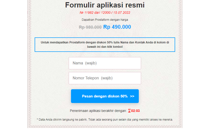 Prostaform harga