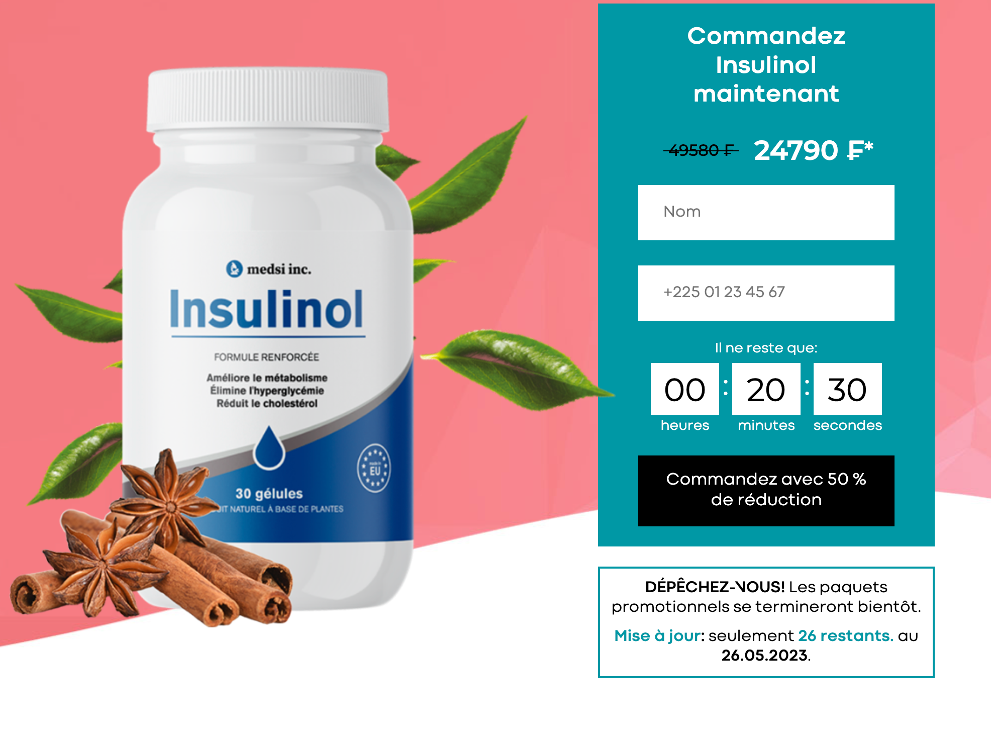 Insulinol Formule pour le diabèteavisprixIngrédientCapsuleCote