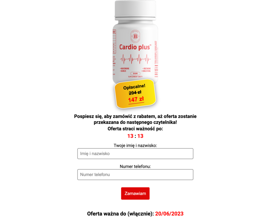 Cardio Plus Cena