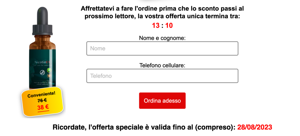 NicotinEX Prezzo